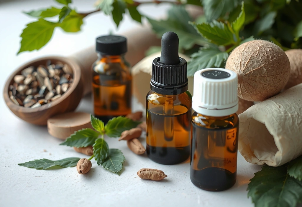 A close-up of various natural ingredients like herbs and essential oils, symbolizing the botanical nature of the company and data privacy.